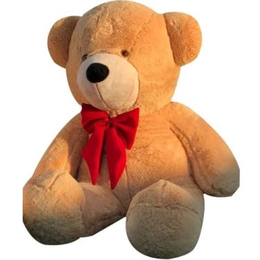 Imagem de Urso Gigante de Pelúcia Teddy com Laço Personalizável 1,10m Altura – Pelúcia Antialérgica 100% Acrílica (1,10cm)