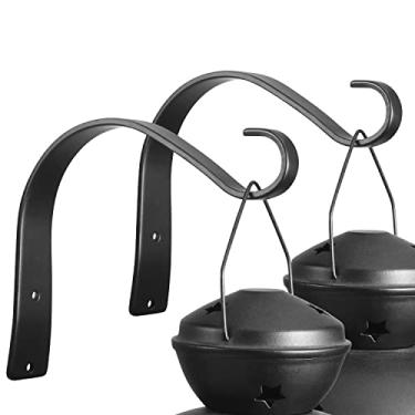 Imagem de YBW ROBLUX 2 pcs Hanging Wall Hooks for Decorative Candle Lanterns,Outdoor Solar Lanterns,Decor Ligths,Jar Sconce,Wind Chime,Bird Feeders,Outdoor or Indoor Small Plant Bracket Hooks Black (5.11-Inch)