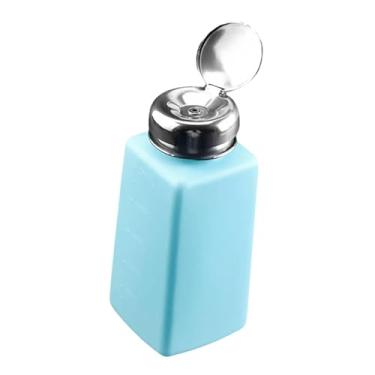 Imagem de predolo Dispensador de líquidos push down, recarregável, recipiente de metanol, frasco de bombeamento vazio para demaquilante pessoal azul, 250 Ml