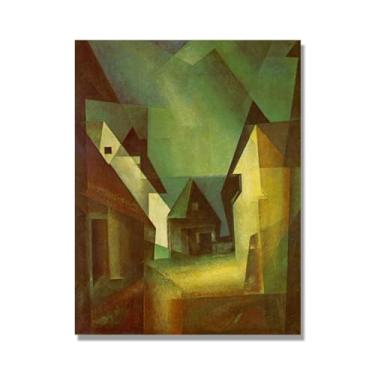 Imagem de NHLDZYH Impressões de Lyonel Feininger, (sem título 15), reproduções de pinturas famosas, imagem de arte abstrata para sala de estar quarto decoração de casa. 50 x 65 cm-19,7 x 25,6 pol. Apenas tela