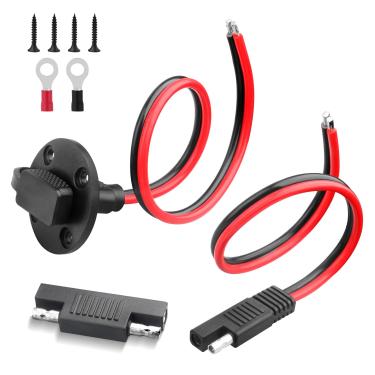Imagem de PAEKQ Soquete Solar SAE à prova de intempéries 12AWG Porta Lateral SAE Conector Rápido Plugue de Desconexão e Cabo de Extensão de Conector SAE para Painel Solar, RVs, Gerador de Motocicleta Automotiva Carregador de Bateria (3 m)