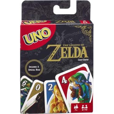 Imagem de Mattel Games Jogo de cartas UNO The Legend of Zelda para noite em família com gráficos temáticos e regras especiais