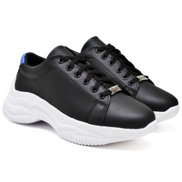 Imagem de Tenis Feminino Plataforma Sneaker Blogueira Casual Sola Alta, Preto, 3