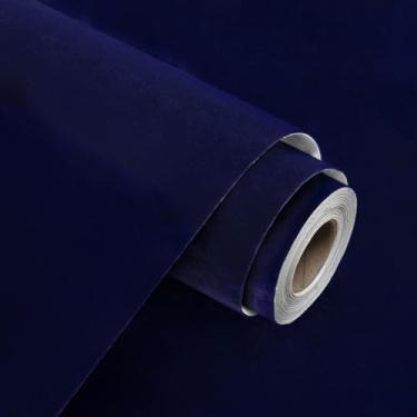 Imagem de WESTICK Papel de parede autoadesivo azul escuro para caixa de cômoda papel de parede de tecido de descascar e colar 30 x 203 cm