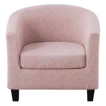 Imagem de Lussenwert Capa para cadeira de clube, 2 peças, jacquard, capa para cadeira de banheira redonda, capa de poltrona removível, capa de sofá, protetor de móveis para sala de estar, rosa