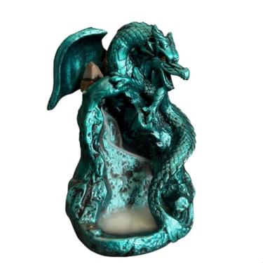 Imagem de Incensário Cascata e Vareta Dragão Medieval Guardião Fumaça Invertida fengshui