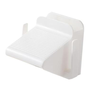 Imagem de Fenteer Descanso para pés de chuveiro, chinelos, suporte de parede, fácil de usar, pedal de apoio para pés com suporte para escova para entrada de casa, Branco