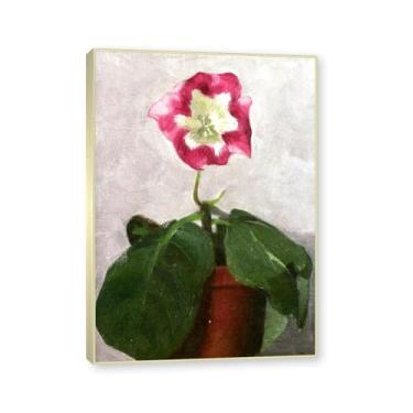 Imagem de NHLDZYH Moldura dourada champanhe. Quadros de pinturas famosas. (Gloxinia) de Hans Emmenegger. Impressão em tela. Quadros decoração de parede. 50x70cm
