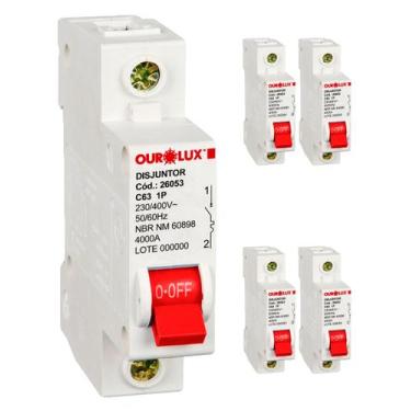 Imagem de 5 Disjuntor Monopolar 63 Amperes Curva C Ourolux