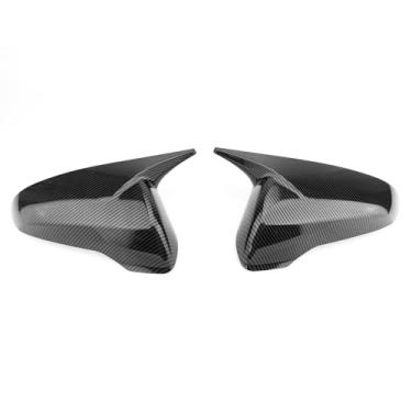 Imagem de YOUTOOCAR Kits de acabamento de capa de espelho externo de chifre de vaca padrão de fibra de carbono compatíveis com acessórios Hyundai Veloster JS N 2019-2024