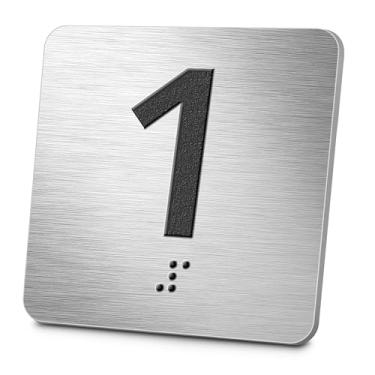 Imagem de Placas de Braille para sala de exames, prata escovada número 1, placas ADA de 10 x 10 cm, placas de identificação de escritório/sala de aula/centro de teste, assistência direcional, prata
