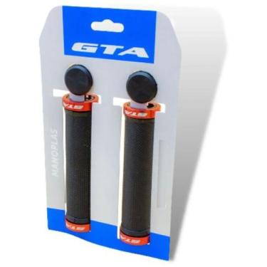 Imagem de Manopla Bike 130mm Gta Rider Borracha Preta C/trava Vermelha