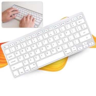 Imagem de Teclado Bluetooth Sem Fio Ultra Fino ABNT2 – Padrão Brasileiro, Tecla Ç, Command, Compatível com Tablet, Celular, Notebook e PC – Cinza Metalizado, Qualidade Premium
