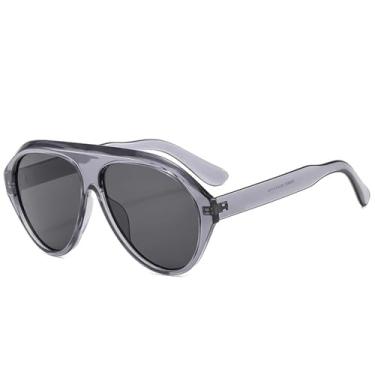 Imagem de VFDHN Óculos de sol grandes da moda, femininos, retrô, cor de doce, UV400, masculino, esportivo, para dirigir (cinza)