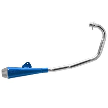 Imagem de Escapamento Esportivo Moto Ybr 125 Pro Tork Shot 8 Curva Cromada, AZUL