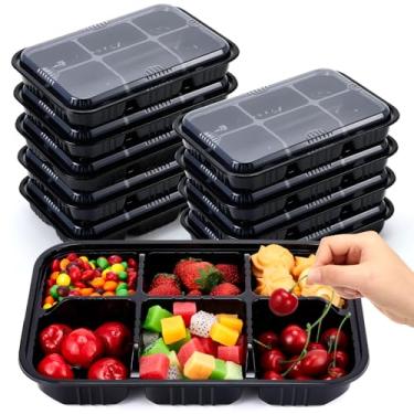 Imagem de Blushtier 10 recipientes de lanche com 6 compartimentos com tampas, bandeja de plástico para charcutaria vegetariana, caixa de buffet de condimentos para bandeja de frutas, legumes, viagens de