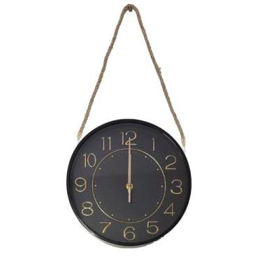 Imagem de Relógio Parede Moderno Redondo Serrano Rose Gold Black 30cm - Gici Dec