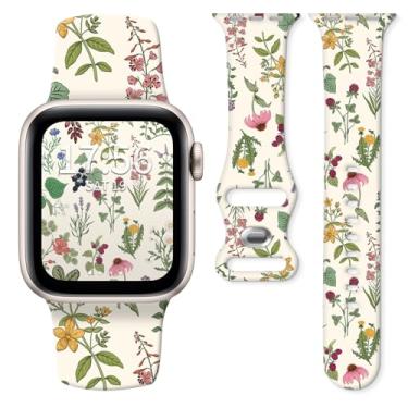 Imagem de Pulseira de relógio compatível com Apple Watch séries 10, 9, 8, 7, 6, 5, 4 e 3 Ultra SE, para mulheres e homens, pulseiras de silicone substituíveis para iWatch de 38 mm, 40 mm, 41 mm e 42 mm (linda