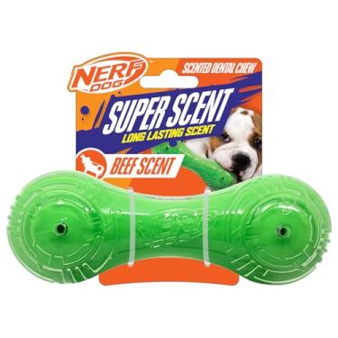 Imagem de Nerf Dog 17,78 cm TPR/PP Perfumado Carne Super Scent Barbell Núcleo Sólido Brinquedo para Cães - Verde/Transparente