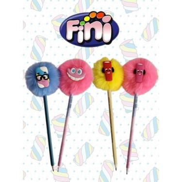 Imagem de 02 Lápis Pompom Fini bala fini caneta esferografica material escolar f