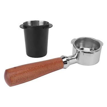 Imagem de CHICIRIS Filtro portátil sem fundo, máquina de café segura, sem fundo, portafilter destacável de aço inoxidável com copo coletor de pó para casa para café (preto)