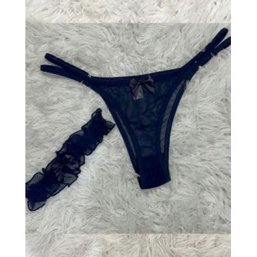 Imagem de Calcinha Fio Dental em Tule com Perneira - Tanga Perneira - Sol & Sedu