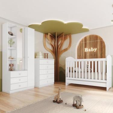 Imagem de Quarto de Bebê Completo com Berço Minicama Cômoda Guarda-roupas Doha B