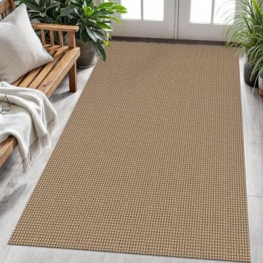 Imagem de KOZYFLY Tapetes Boho 1,2 x 1,8 m Tapetes de área laváveis para quarto Tapetes de sala de estar com borracha natural para sala de estar tapete de algodão trançado para sala de jantar cozinha sala de