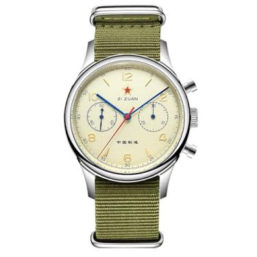 Imagem de SEAKOSS Relógio mecânico masculino retrô cronógrafo 1963 original Seagull ST1901 com movimento manual safira e espelho acrílico piloto, 40 mm - Safira pescoço de ganso