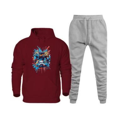 Imagem de Conjunto de Frio Moletom Abrigo Masculino Blusa Canguru e Calça Quenti