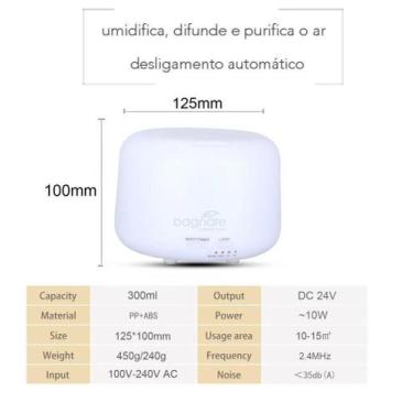 Imagem de Umidificador De Ar Purificador Aroma Difusor Portátil Led 5 Cores