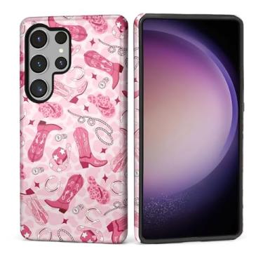 Imagem de Capa para Samsung Galaxy S25 Ultra, Silicone Macio Fosco + PC Rígido Anti-Riscos Corpo Inteiro Robusta À Prova de Choque Capa 2 em 1 para Mulheres e Homens - Rosa Vaqueira Vaqueira