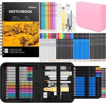 Imagem de Kit de desenho de materiais de arte Caliart 176 unidades com 100 folha