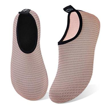 Imagem de Sapatos aquáticos femininos masculinos descalços de secagem rápida meias aquáticas para praia, natação, surfe, ioga, exercícios, novas solas de cor translúcida, N/Laranja Naked, 3.5-4