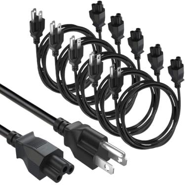 Imagem de (Pacote com 5) Cabo de alimentação de 3 pinos, cabo de alimentação CA de substituição para TV, monitores, carregadores, computadores, compatível com Dell, HP, Toshiba, Lenovo, Acer, TVs LG, NEMA 5-15P