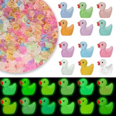 Imagem de BoAn 100 mini patos luminosos de resina, figuras para esconder pato pequeno de plástico em miniatura, para aquário, jardim, micro paisagem, acessórios de artesanato DIY, decorações de acessórios de