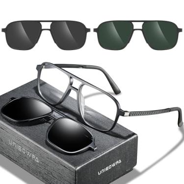 Imagem de UNIEOWFA Óculos De Leitura Com Bloqueio Luz Azul Para Homens +1,5 Cr-39 Lentes Antirriscos Leitores Computador Grau Sol 2 Peças Clipe Magnético Polarizado