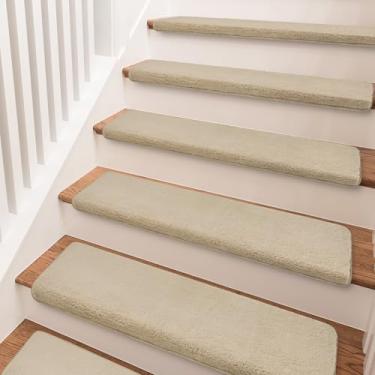 Imagem de PURE ERA Tapetes de escada ultra felpudos, 24 x 76 cm, protetores macios para escadas, para ambientes internos, para animais de estimação, antiderrapante, antiderrapante, fita adesiva, lavável,
