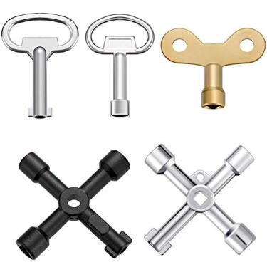 Imagem de Daier Kit de chave utilitária multifuncional de 6 peças: chave inglesa triangular + cruz de serviço de 4 vias + chaves de água para radiadores e caixas de medidores