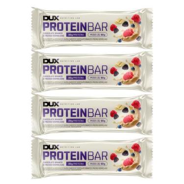 Imagem de Kit 4 Barra de Proteína Dux Proteinbar Chocolate Branco e Frutas Verme