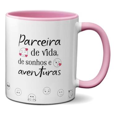 Imagem de Caneca Para Amiga Parceira De Vida Sonhos E Aventuras (Rosa)