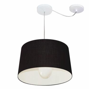 Imagem de Lustre Pendente Cone Com Desvio De Centro Vivare Md-4275 Cúpula Em Tecido 40x45cm - Bivolt Preto 127/220v