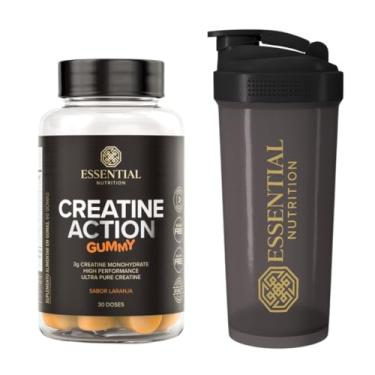 Imagem de Combo Essential Nutrition - Creatine Action 60 Gummys - Sabor Laranja + Coqueteleira