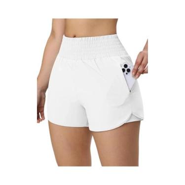 Imagem de Shorts Esportivos De Cintura Alta Para Mulheres 2024 XS-XXL Com Bolsos