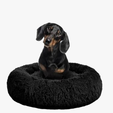 Imagem de CAMA PET NUVEM PELUCIA REDONDA P 40X40X12 CAMINHA PELUCIADA CASA NINHO Cachorros E Gatos DONUT CASINHA PELUCIA FUNDO ANTIDERRAPANTE E IMPERMEAVEL (PRETO)