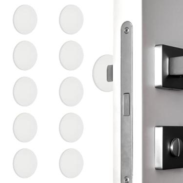 Imagem de PATIKIL 10 peças de protetor de parede para maçanetas de porta, 4 cm, rolhas redondas de silicone, alça autoadesiva, almofada amortecedora, protetor de parede silencioso para geladeira, casa