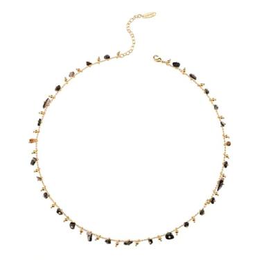 Imagem de Montana West Colar feminino com corrente banhada a ouro 18 quilates, leve, com contas de zircônia cúbica, Banhado a ouro 18K, Sem Pedra Preciosa