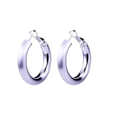 Imagem de ANGLEQUEEN Brincos de argola de ouro para mulheres, brincos grossos de cobre, grosso, redondo, brinco vazado, joia moderna, presente 30/40/50 mm, Large, Cobre, Sem pedra preciosa