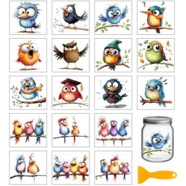 Imagem de GLOBLELAND 18 folhas pássaros engraçados esfregar na transferência 9,99 x 9,1 cm vasos coloridos animais adesivos de transferência de copos para móveis vaso arte artesanato decorações