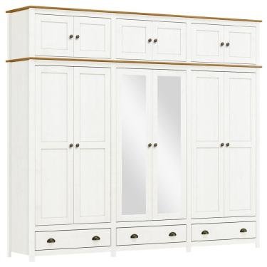 Imagem de Guarda Roupa Casal 12 Portas Com Espelho e Maleiro Mazzaro F06 Branco Freijó - Lyam Decor
